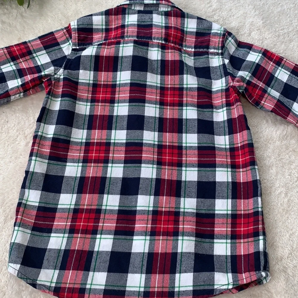 Gymboree Head of the Class Flannel Shirt Boys 5T Red Blue White EUC